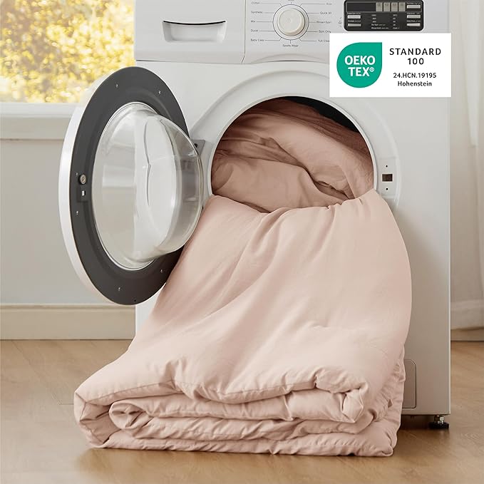 Bedsure Twin/Twin XL Comforter Set, Light Pink Soft Prewashed Bedding for All Seasons, 2 Pieces GentleSoft™ Bed Set, 1 Lightweight Comforter (68"x88") and 1 Pillowcase (20"x26")