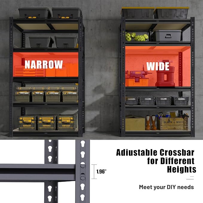 Garage Storage Shelves, 72''H Shelving Units and Storage, 2400 LBS Heavy Duty Shelving, Metal Garage Shelves for for Basement, Warehouse, Pantry, Closet, Kitchen - Image 7