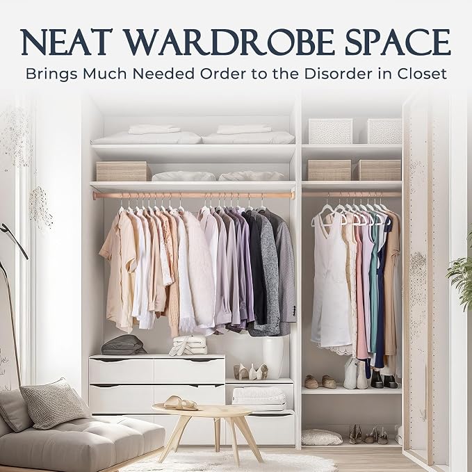 HOUSE DAY White Velvet Hangers 40 Pack, Non Slip Clothes Felt Hanger Heavy Duty for Coat, Premium Slim Space Saving Suit Hangers for Closet Organizer, 360° Rotating Silver Hook - Image 9
