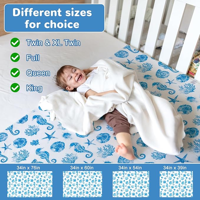 MooMoo Baby Waterproof Potty Training Pad Reusable Underpads Nighttime Mattress Protector Sheet Leakproof Pee Pad for Bedwetting
