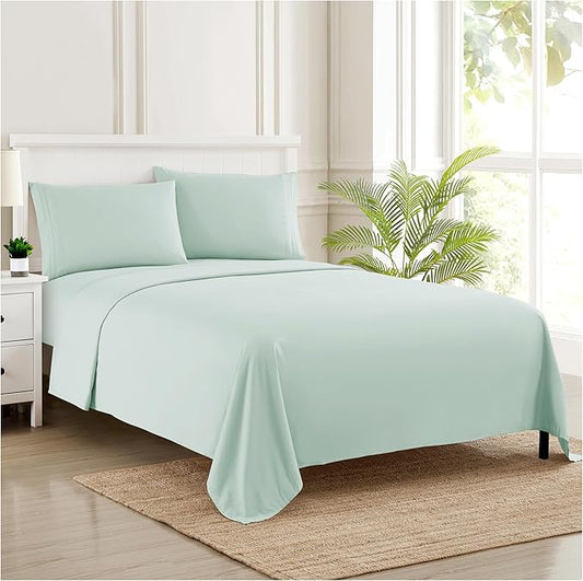 Twin Sheets - Breathable Luxury Sheets with Full Elastic & Secure Corner Straps Built In - 1800 Supreme Collection Extra Soft Deep Pocket Bedding Set, Sheet Set, Twin, Mint