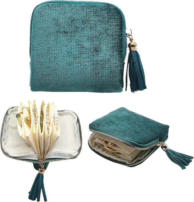 Small Travel Jewelry Case - Jewelry Travel Organizer Bag with Tassel Zipper for Bracelets, Necklaces, Bangles, Jewelry Organizer Storage Bag Gift for Women Girls - LJB001-Blue by ToLoveToLife