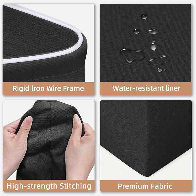 STORAGE MANIAC 3-Pack Large Laundry Hamper, 100L (26.4 Gal) Collapsible Laundry Basket with Bamboo Handles, Freestanding Waterproof Clothes Hamper for Laundry Room, Bedroom, Dorm, Towels, Toys, Black - Image 5