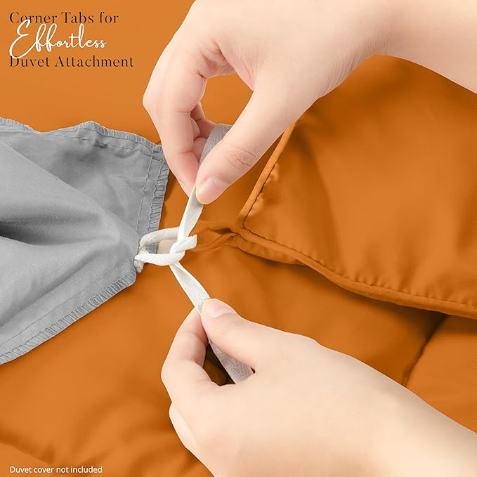 Utopia Bedding Queen Comforter Duvet Insert, Quilted Burnt Orange Comforter with Corner Tabs, Box Stitched Down Alternative Comforters Queen Size 88 x 88 inches