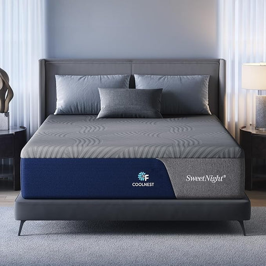 Sweetnight CoolNest 12 Inch Queen Mattress, Cooling Memory Foam Queen Size Mattress for Cool Night Sleep, 5-Zone Ergo Support for Pressure Relief, Medium, CertiPUR-US Certified