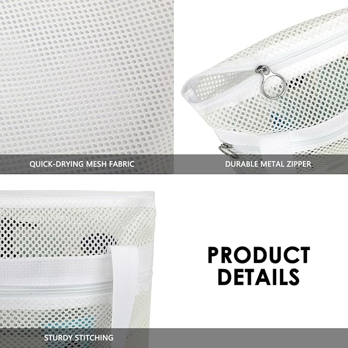GYEUKHAM Mesh Shower Caddy Portable Shower Bag for Travel,Gym,Camping – Quick-Dry Hanging Toiletry Organizer with Zipper Pockets for Bathroom Essentials,White - Image 6