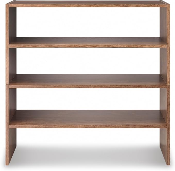 Whitmor Wood Stackable 2-Shelf Shoe Rack, Walnut, 24 inches - Image 5