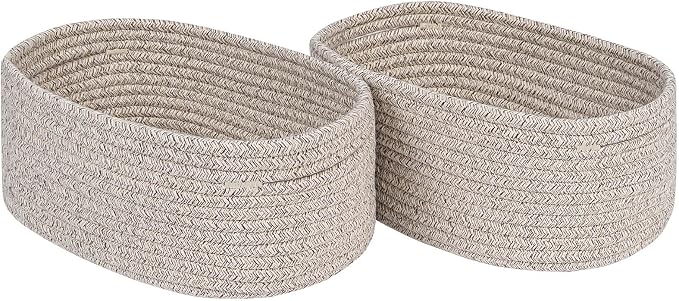 CubesLand Small Storage Baskets for Shelf,Cube Organizer Basket Bin,Woven Baskets for Shelves,Soft Toys Storage Basket,Baby Nursery Basket Bin,Home Decor 12 x 8 x 5.11 inches Light Brown by CubesLand