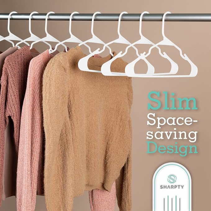 Sharpty - Plastic Hangers - Adult Clothes Hangers - T-Shirt, Dress, Coat Hangers & Accessories - Notched Hanger, Durable & Versatile Color Clothing Closet Hanger(20-Pack ,White) - Image 5