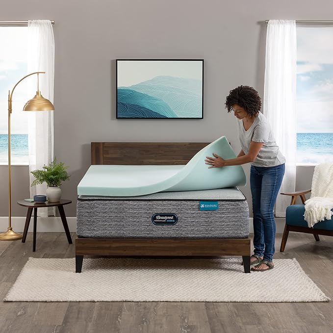 Beautyrest Thermagel Deluxe Cooling Pressure-Relieving Memory Foam Mattress Topper, California King, 3-Inch, Blue