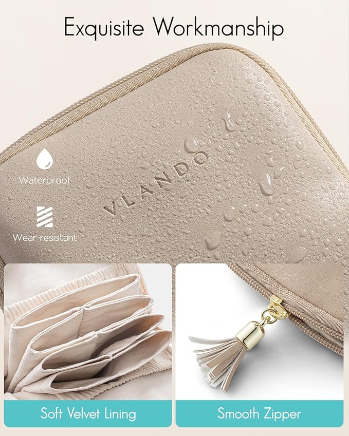 VLANDO Small Jewelry Travel Case,Gifts for Women,Jewelry Pouch Bags with Zipper,Velvet Jewelry Organizer Storage Bag for Bracelet Rings Earring-Toffee - Image 4