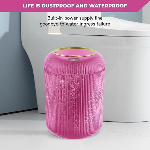 Pukomc Smart Sensor Wastebasket, Convenient and Hygienic Easy to Use, Technology Sensor Waterproof Wastebasket Plastic Trash can for Kitchen, Bathroom, Bedroom, Living Room, Office and Outdoor Pink - Image 6