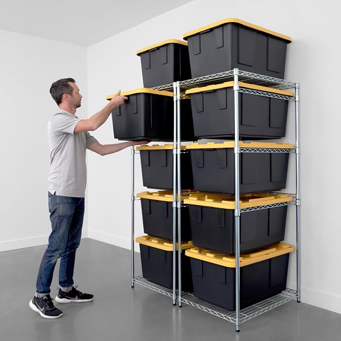 SafeRacks 2 Pack 5-Tier Steel Tote Rack - Maximize Space, Declutter, Organization, NSF Certified, Bin Storage for Garage, Pantry, Kitchen, Workspace, 5 Shelves, 31″ x 23″ x 68″, Zinc - Image 6