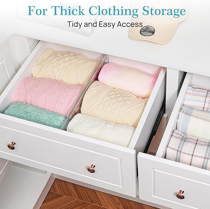 Vtopmart 6 Pack 6" Tall Upgrade Drawer Dividers for Big and Deep Drawer, 12.8"-22.3" Adjustable Expandable Dresser Drawer Organizer, Clear Plastic Separators for Dresser, Baby Supplies, Kitchenware - Image 3