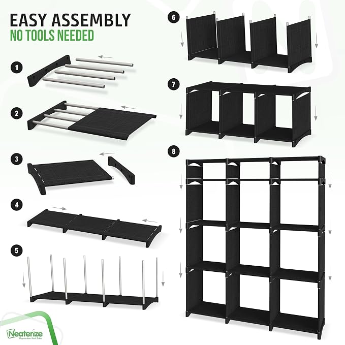 Cube Storage Organizer with Storage Bins Included - The Perfect Closet Organizers and Storage Solution. Includes 12 Storage Cubes, Great For Toy Storage, Closet Storage, Clothes Storage (Black) - Image 4