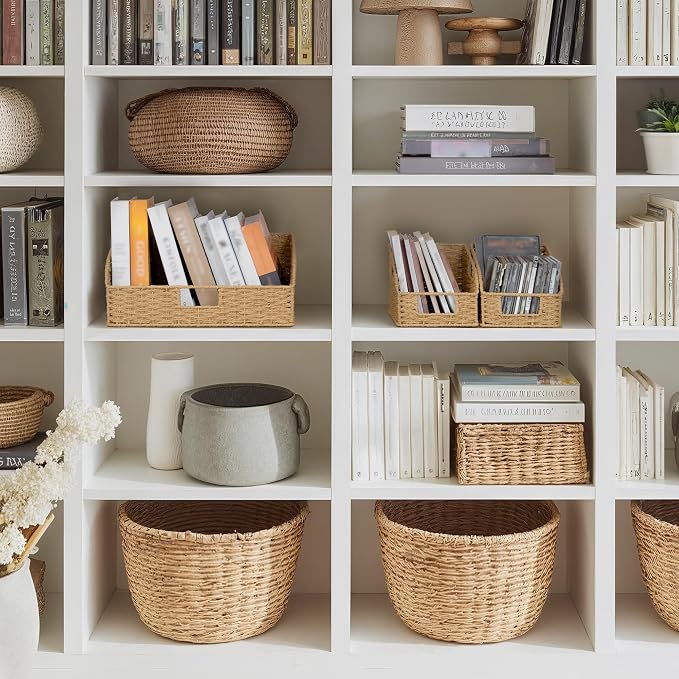 StorageWorks Paper Rope Pantry Storage Baskets, Wicker Baskets with Built-in Handles, Handwoven Shelf Baskets for Organizing, Pantry Organizers and Storage, Natural, 3 Pack - Image 6