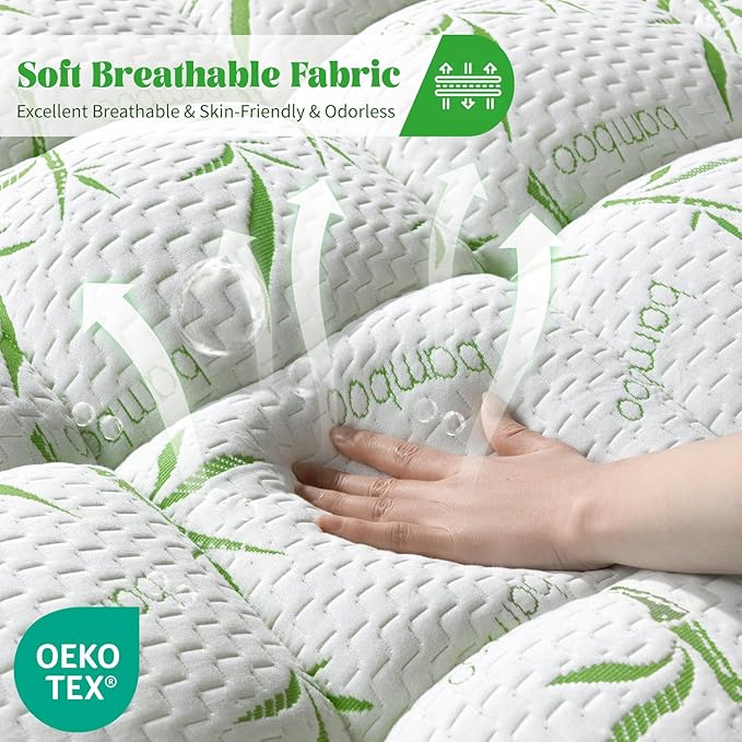 3 Inch Mattress Topper - Viscose Made from Bambu,Cooling Soft Pillow Top Mattress Pad Cover for Back Pain,Mattress Protector with 8-21 Inch Deep Pocket (Twin XL,39"x80")