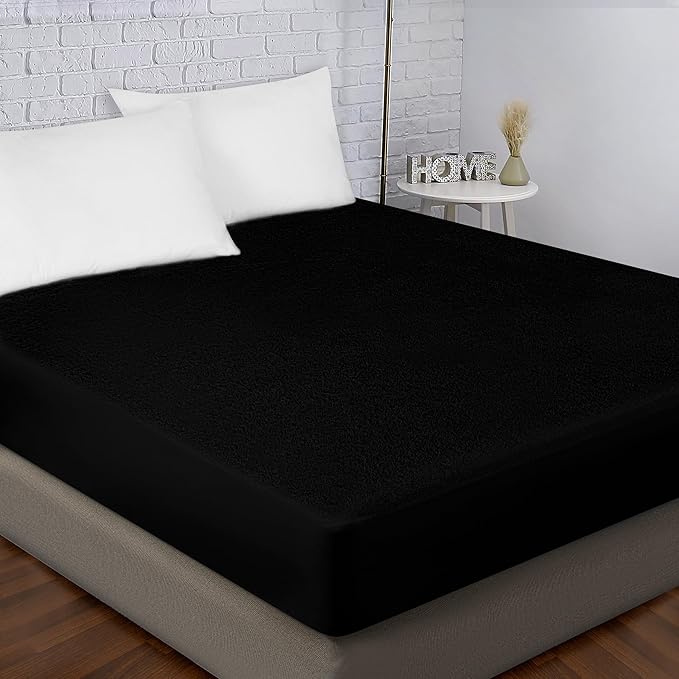 Utopia Bedding Premium Waterproof Queen Size Mattress Protector, Viscose Made from Bamboo Mattress Cover, Breathable, Fitted Style with Stretchable Pockets (Black)