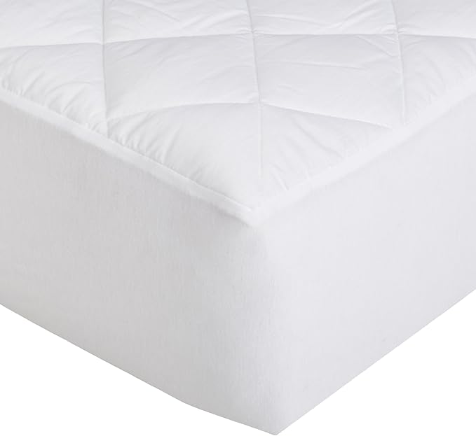 Amazon Basics Hypoallergenic Breathable Quilted Mattress Topper Pad, 18 Inches Deep, Twin XL, White