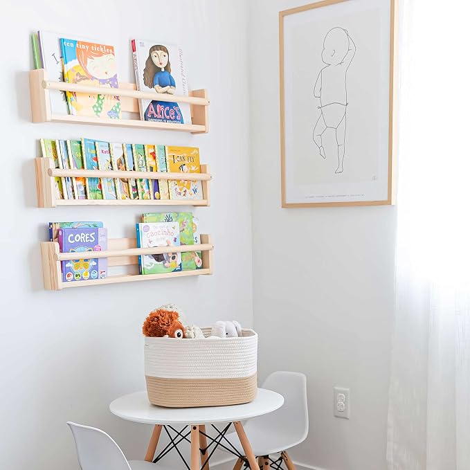 OrganiHaus Cotton Rope Basket for Shelf - Woven Storage Basket for Organizing, Closet & Toy Storage - Honey/Off-White - 15x9x10 - Image 7