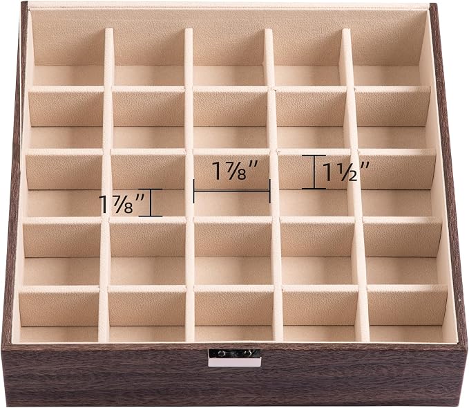 Frebeauty Earring Organizer Classic Jewelry Box 50 Slots Double Layer Jewelry Storage Case with 6 Necklace Hook and Bracelet Pocket(Tree Brown) - Image 7