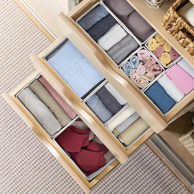 Kootek 16 Pack Drawer Organizer Clothes, Dresser Drawer Organizers for Clothing Fabric Foldable Closet Organizers and Storage Bins for Baby Clothes, Nursery, Underwear, Bras, Socks - Image 5