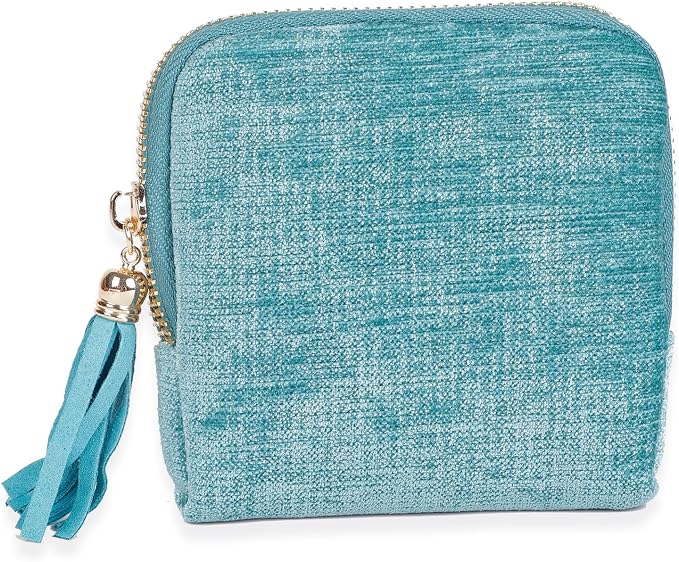 ASINGYER Travel Jewelry Storage Bag for Women, Velvet Portable Jewelry Organizer with Tassel Zipper, Small Pouches for Bracelets Necklaces Rings Earrings, Wedding Gift for Women (Sky blue) by ASINGYERbyASINGYERHOME