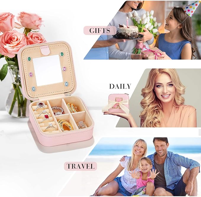 Parima Gifts for Girls - Gifts for Teen Girl Trendy Stuff, 6,7,8,9,10,11,12 Year Old Girl Birthday Gift Travel Jewelry Box Organizer Gift 2026 - Letter A, Pink - Image 6