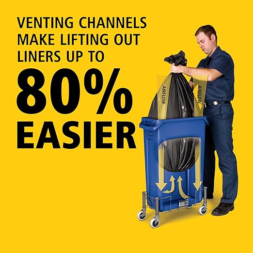 Rubbermaid Commercial Products Slim Jim Plastic Rectangular Recycling Bin/Trash Can with Venting Channels 23 Gal Blue for Kitchens/Classrooms/Offices/Back of House - Image 3
