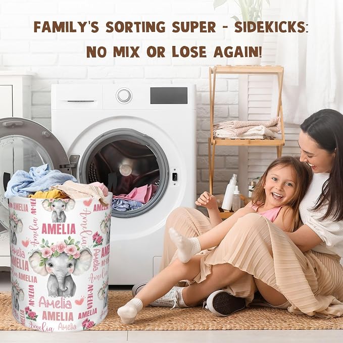 Custom Name Laundry Hamper, Personalized Laundry Basket with Name for Baby Boys Girls, Customized Collapsible Dirty Clothes Hamper Storage with Handles for Bedroom Bathroom Dorm Room Decor - Image 6
