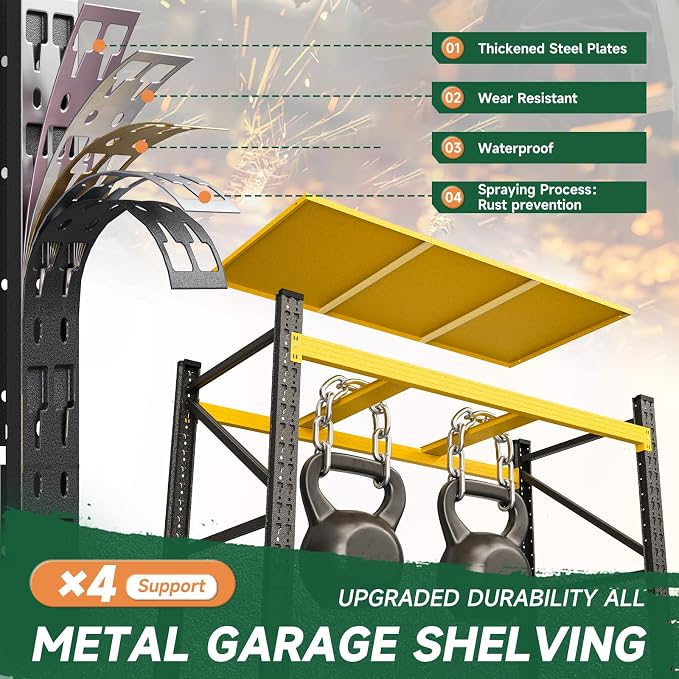 Letaya 6000LBS Heavy Duty Storage Shelves,79" W Metal Garage Shelving Units,4 Tier Large Tall Industrial Shelving,Adjustable Utility Rack Shelf for Warehouse,Basement (Yellow, 79" W x 24" D x 79" H) - Image 7