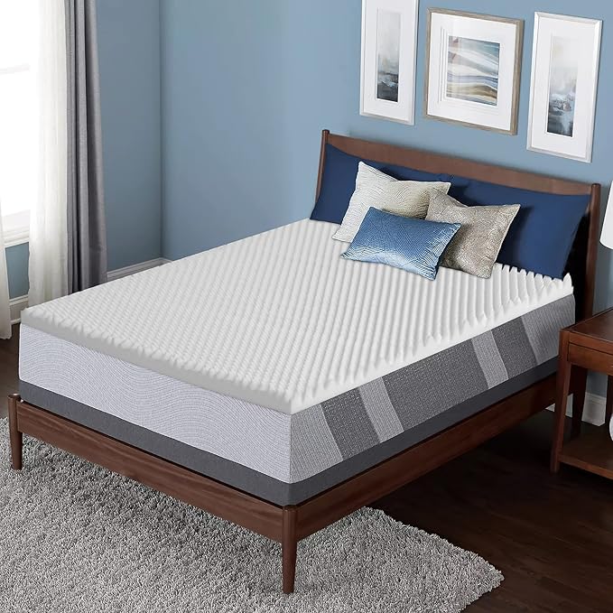 Treaton, 2-Inch Convoluted High Density Foam Mattress Topper, CertiPUR-US Certified for Superior Comfort and Support, Twin, Green