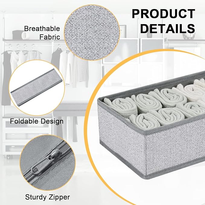 DIMJ Drawer Organizers for Clothing, Set of 12 Dresser Drawer Organizers, Fabric Closet Organizers and Storage, Drawer Dividers for Baby Clothes, Socks, Belt, Tie (Blended) - Image 2
