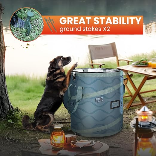 Pop-Up Trash Bin with Removable Divider, Heavy Duty Bottom, Collapsible Storage for Camping, Laundry, Storage and Garden, Waterproof and Tear Resistance Material with Air Vent, Blue - Image 6