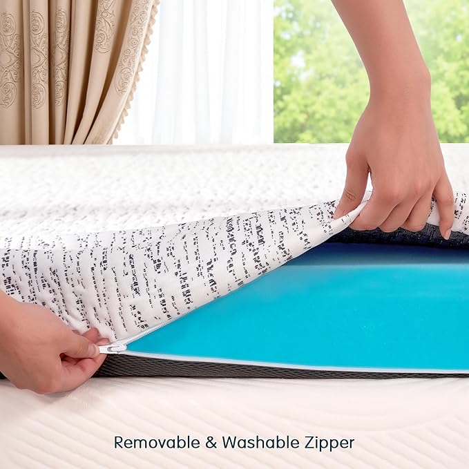 SyMax Memory Foam Mattress Topper, 3 Inch Gel Infused Foam Topper, Breathable Bed Topper with Grey Cover, Pressure Relieving, CertiPUR-US Certified, Twin XL Size