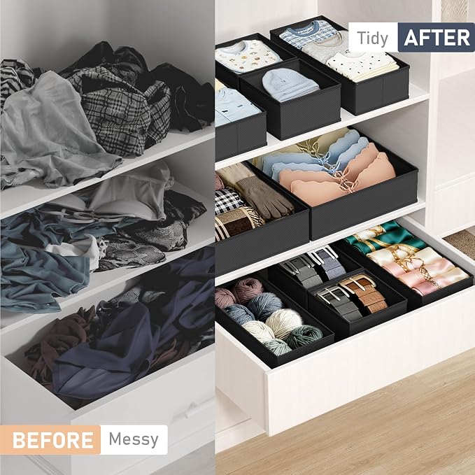 DIMJ Drawer Organizer Clothes- 26 Pack Baby Dresser Organizer for Nursery, Small Fabric Closet Drawer Organizer Bins for Underwears Socks, Foldable Storage Dividers Organization for Bedroom - Image 5
