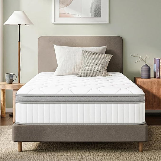 GAESTE Twin Mattress in a Box, 12 Inch Hybrid Mattress with Comfort Memory Foam and Pocket Springs, Medium Firm, Pressure Relief, CertiPUR-US Certified (Twin, 12 in)