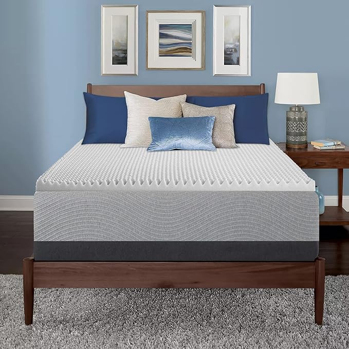 Treaton, 2-Inch Convoluted High Density Foam Mattress Topper, CertiPUR-US Certified for Superior Comfort and Support, King, Green