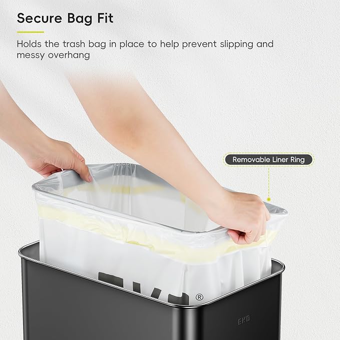 EKO Phantom-T 13.2 Gallon/ 50L Automatic Sensor Kitchen Trash Can, Slim Stainless Steel Touchless Garbage Bin with Soft-Close Dual Wing Lid for Home & Office, Matte Black - Image 5