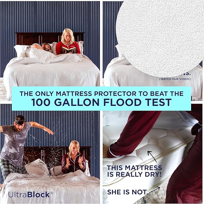 UltraBlock Waterproof Mattress Protector (Twin XL) – Breathable, Noiseless Mattress Cover, Fitted Style (15-18" Deep), Ultra Soft for Comfort & Protection, Bedwetting, Dorm Room Essentials