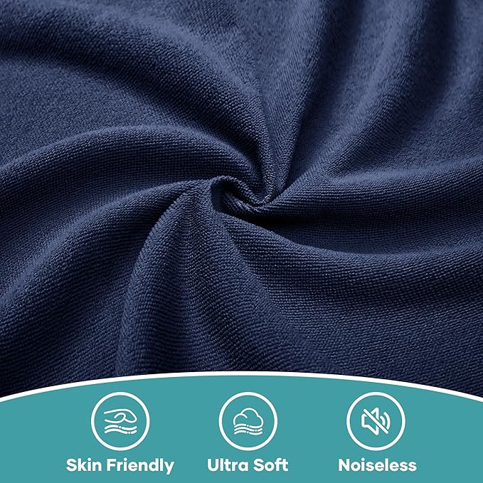 OhGeni 100% Waterproof Mattress Protector, Navy Blue Queen Size, Fitted Sheet with Deep Pockets, 6''-18'', Premium Noiseless Breathable Soft Material, Mattresses Cover for Bed