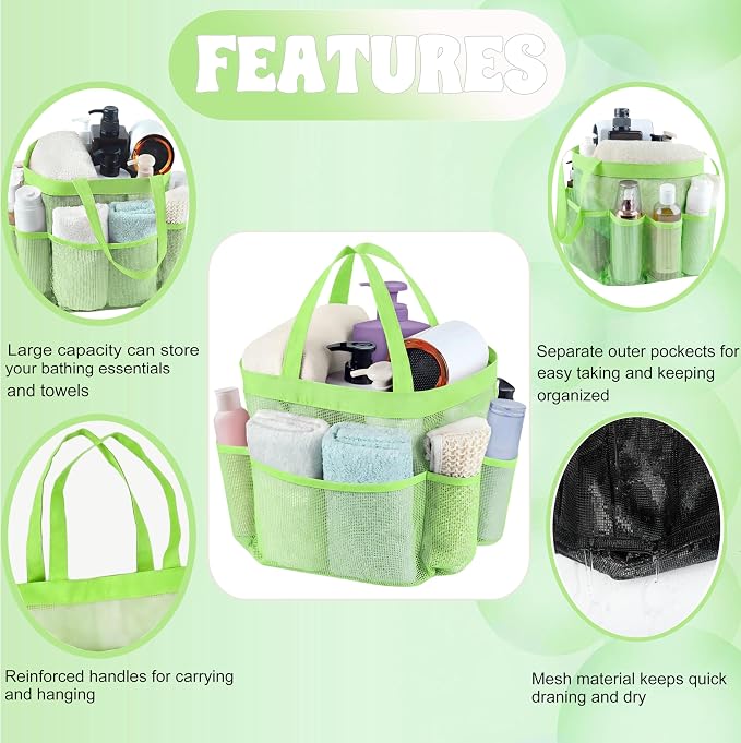 Attmu Mesh Shower Caddy Portable, Quick Dry Hanging Shower Tote Bag for College Dorm Room Essentials, Large Capacity Caddy Dorm for Bathroom Gym Swimming - Image 6