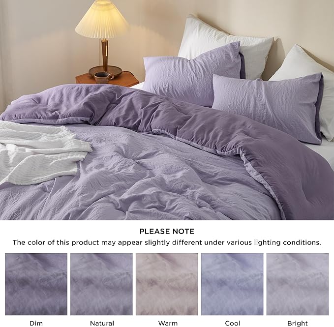 Bedsure King Comforter Set, Purple Lavender Soft Prewashed Bedding for All Seasons, 3 Pieces GentleSoft™ Bed Set, 1 Lightweight Comforter (104"x90") and 2 Pillowcases (20"x36")
