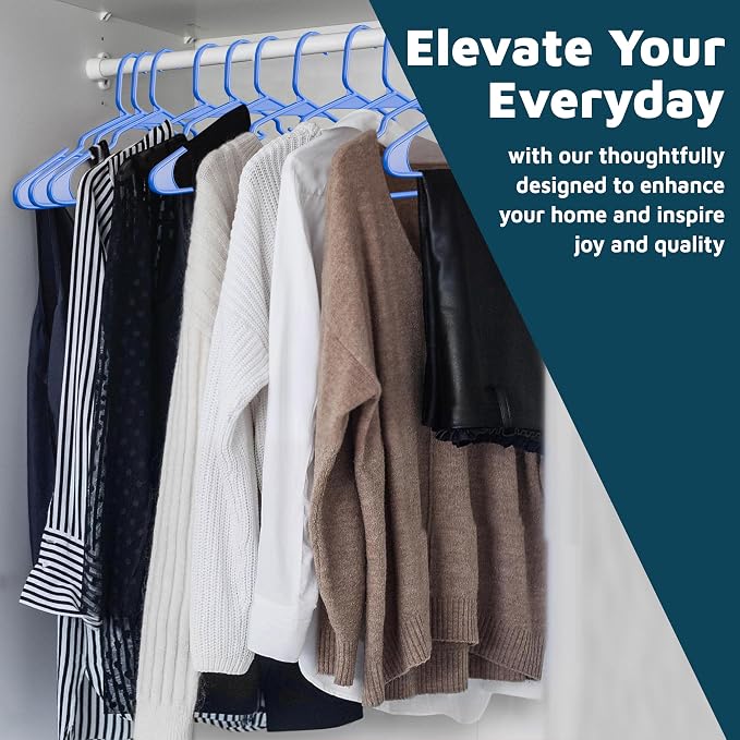 Lifemaster Plastic Clothes Hangers – Heavy Duty Hanger Set, for Organizing Clothes, Dresses, and Coat, Holds Up to 5 lbs, Space-Saving Hangers with Non-Slip Shoulder Grooves, Pack of 50, Blue - Image 3