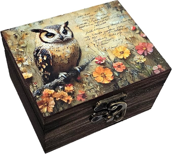 RK Collections Trinket Box Small Jewelry Keepsake Box | Trinket Box lovers Gift Idea, Animals Ornaments for Girls, Women, Gift Idea, Home Décor (Owl) by RK+Collections