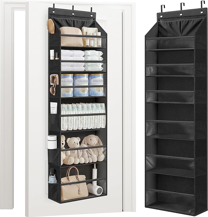 STORAGE MANIAC Over the Door Organizer Large Capacity Hanging Organizer, Clear Deep Pockets Behind Door Closet Organizer and Storage for Nursery, Bathroom, Bedroom, Pantry, 1 Pack Black by STORAGEMANIAC