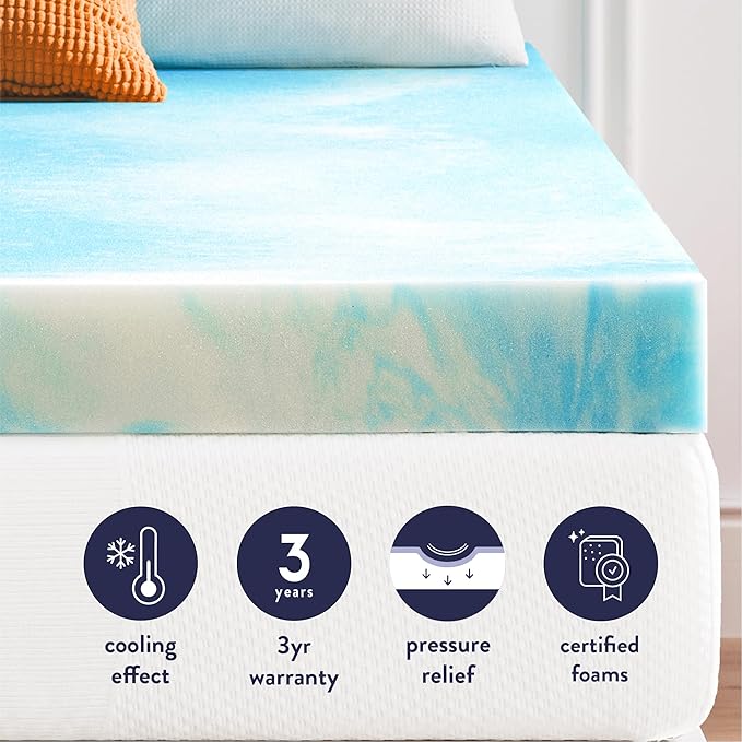 Best Price Mattress 4 Inch Swirl Gel AeroBreeze Cooling Air Flow Memory Foam Mattress Topper, Dorm Essentials, Queen