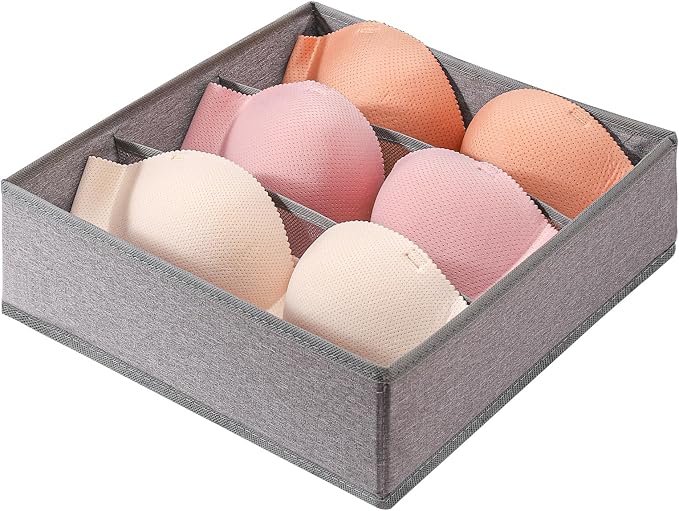 Dresser Drawer under Cabinet Clothes Organizer 3 Cell Foldable Storage Cubes Underwear Drawer Organizer Dividers Storage Boxes for Bra, （Grey） by Unknown