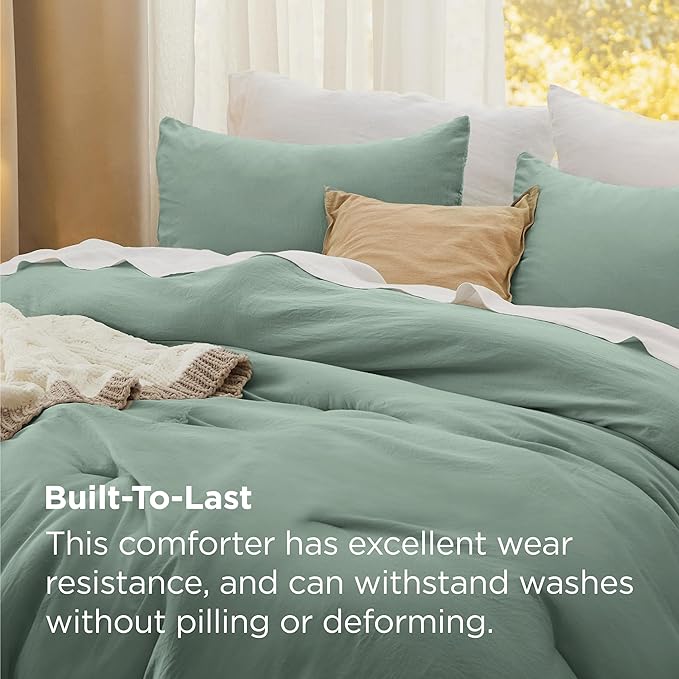 Bedsure Super King Comforter Set, Sage Green Soft Prewashed Bedding for All Seasons, 3 Pieces GentleSoft™ Bed Set, 1 Lightweight Comforter (120"x120") and 2 Pillowcases (20"x36")