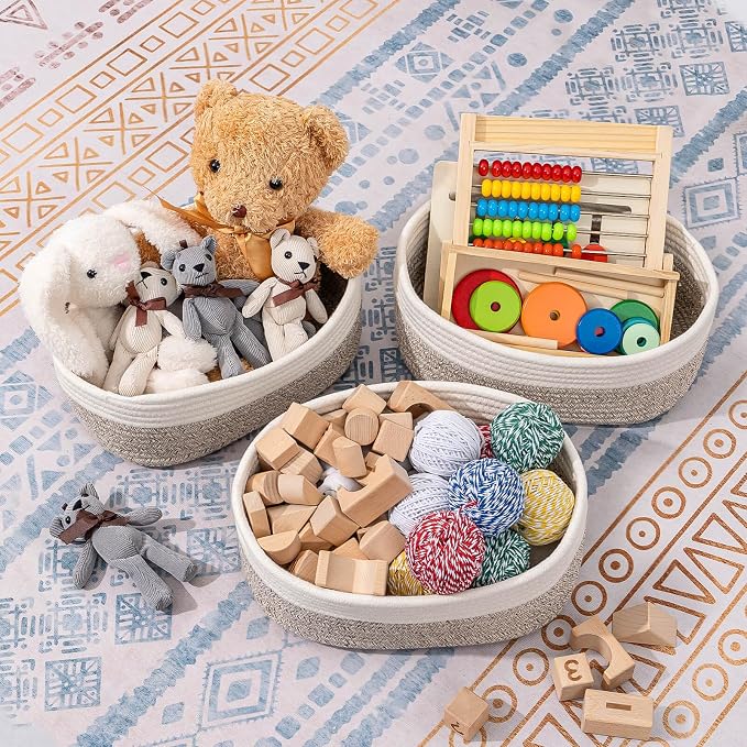 CubesLand Baskets for Shelves Storage,Cube Shelf Closet Storage Bins Set 2,Long-lasting &Skin-friendly Toy Basket Bin,Stylish Room Decor Basket,Woven Off White/Light Brown - Image 2